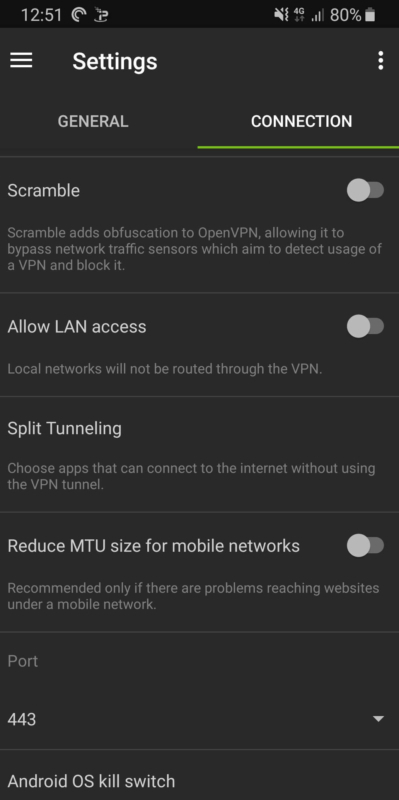 IPVanish Android-innstillinger