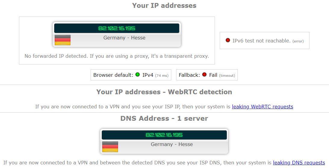 Proton VPN-lekkasjetest