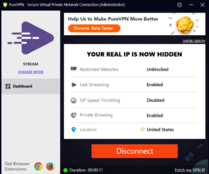 PureVPN indikerer når brukerens ekte IP er skjult