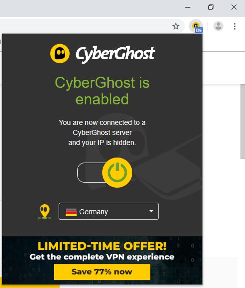 CyberGhost Chrome-utvidelse