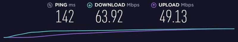 ExpressVPN hastighettest på server i USA