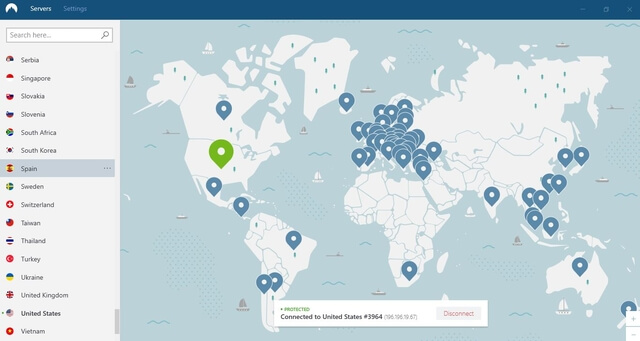 nordvpn verdenskart