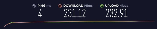 grunnhastighet under nordvpn-hastighetstest