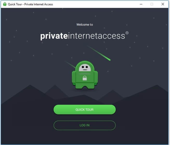 private internet access startskjermbilde